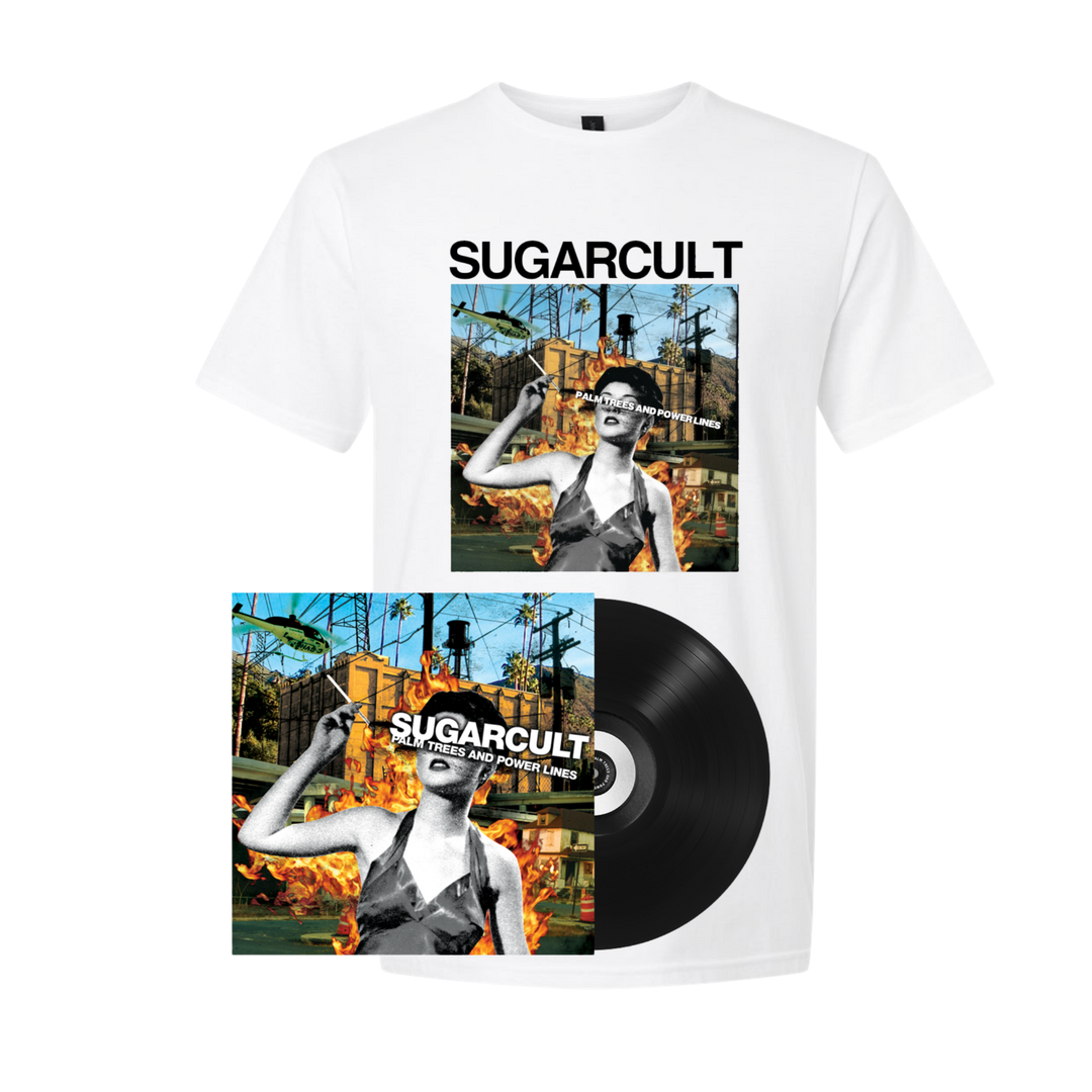 Palm Trees And Power Lines Black Vinyl w/ T-Shirt Bundle
